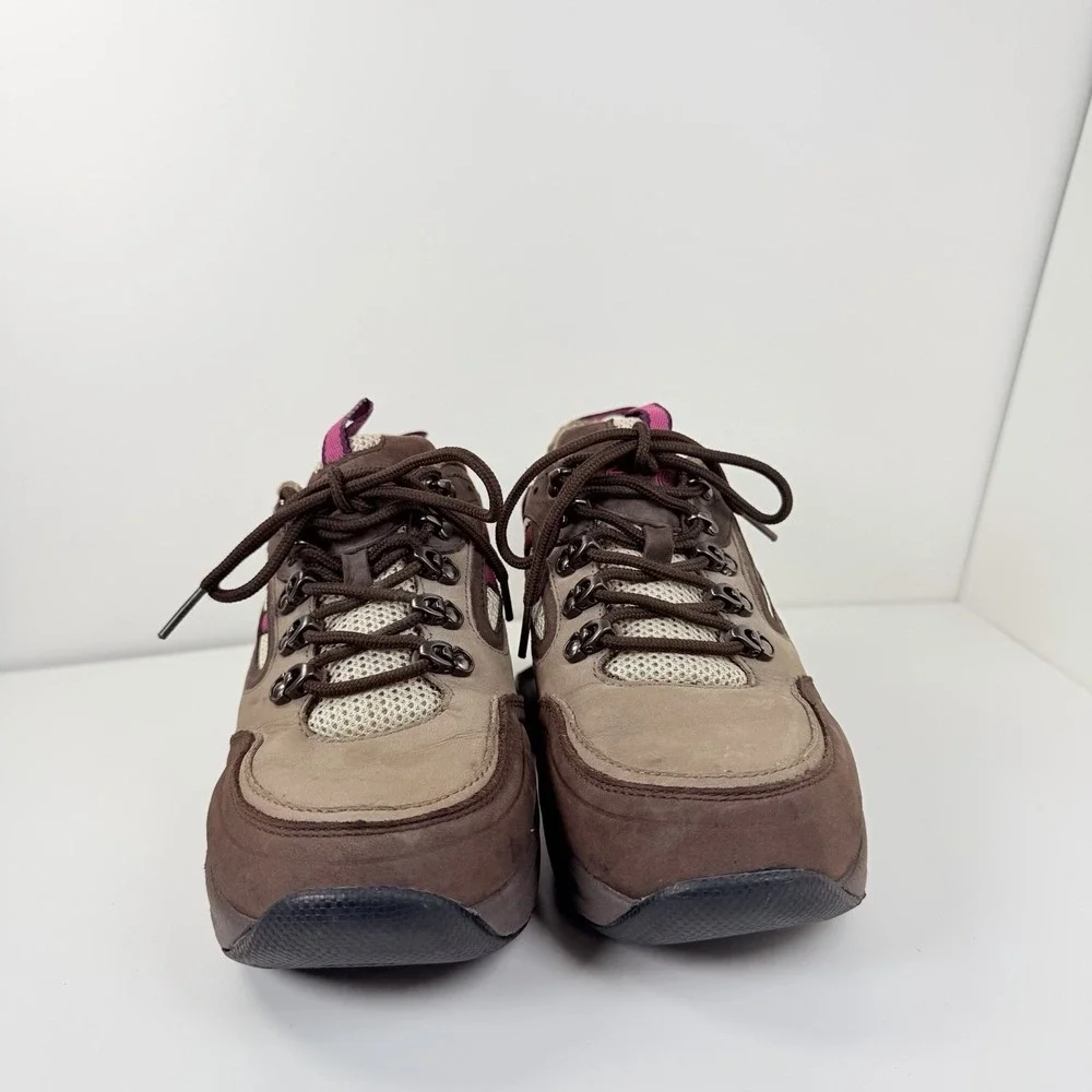 Z-Coil Brown Suede & Mesh Hiking/Walking Shoe W/Heel Spring Shock Absorbing Sz 8